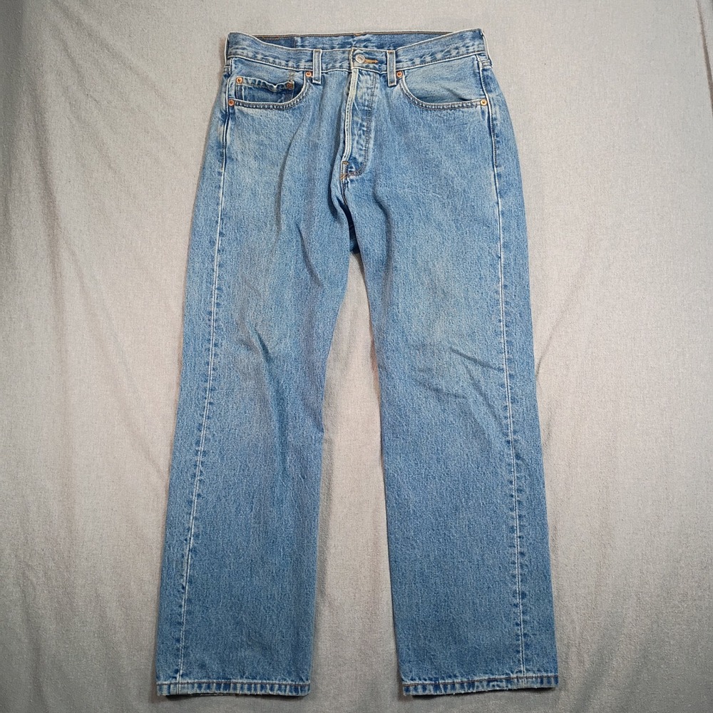 Levi's 501 Jeans Mens 33x29 Faded Blue Straight Leg Button Fly Denim Y2K Grunge